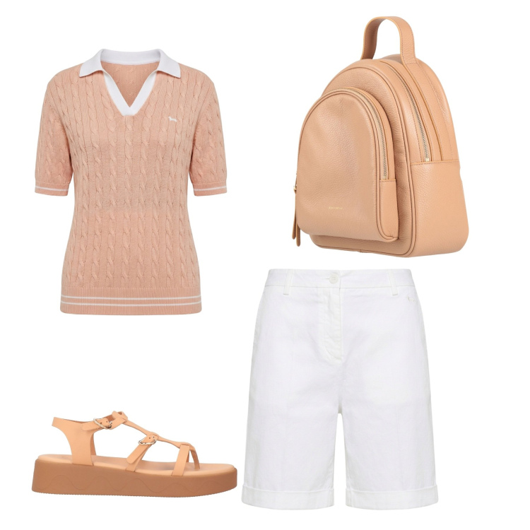 Outfit donna - Total look #2461272. Stile Basic per Tutti i giorni. Abbinamento con infradito, zaini, polo, bermuda.