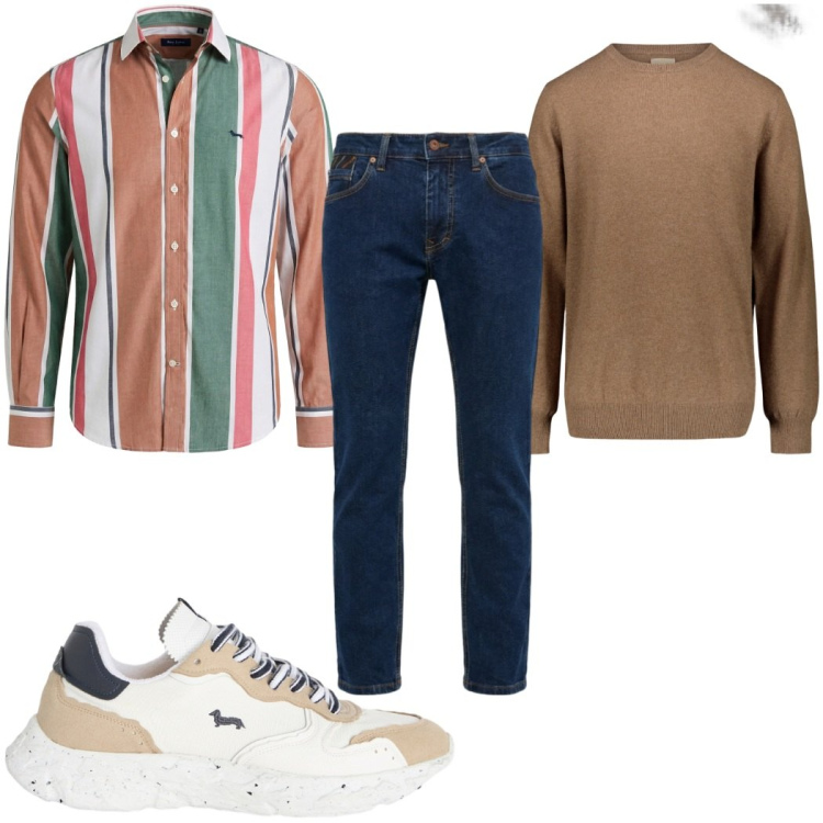 Outfit uomo - Total look #2461346. Stile Trendy per Tutti i giorni. Abbinamento con pantaloni, sneakers, camicie, maglieria.