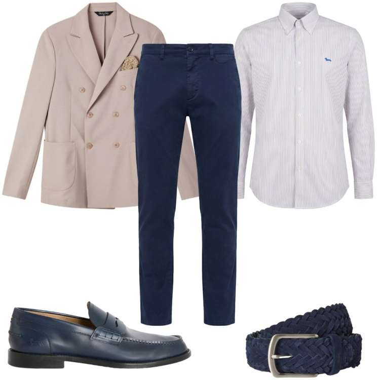 Outfit uomo - Total look #2461355. Stile Business/Elegante per Ufficio. Abbinamento con pantaloni chino, camicie, scarpe stringate, cinture, giacche.