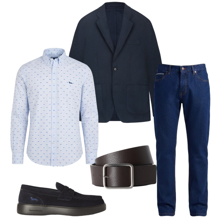 Outfit uomo - Total look #2461386. Stile Casual per Tutti i giorni. Abbinamento con camicie, jeans, scarpe stringate, cinture, giacche.