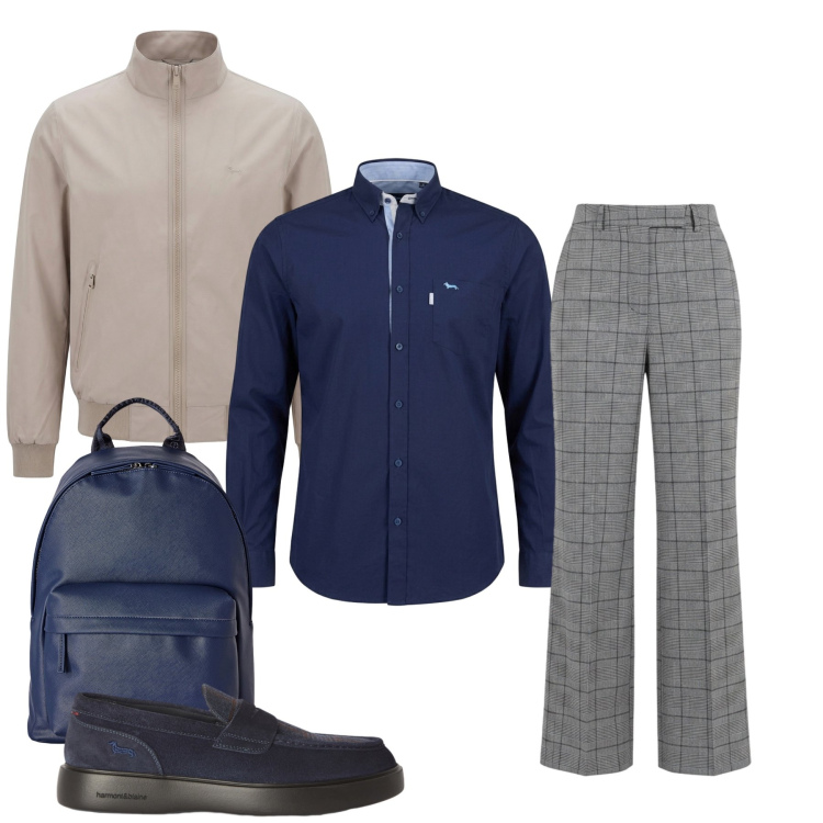 Outfit uomo - Total look #2461424. Stile Casual per Tutti i giorni. Abbinamento con camicie, bomber, scarpe stringate, borse sportive, pantaloni.
