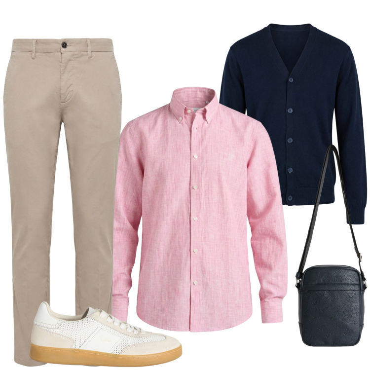 Outfit uomo - Total look #2461429. Stile Casual per Ufficio. Abbinamento con sneakers, pantaloni, borse sportive, camicie, cardigans.