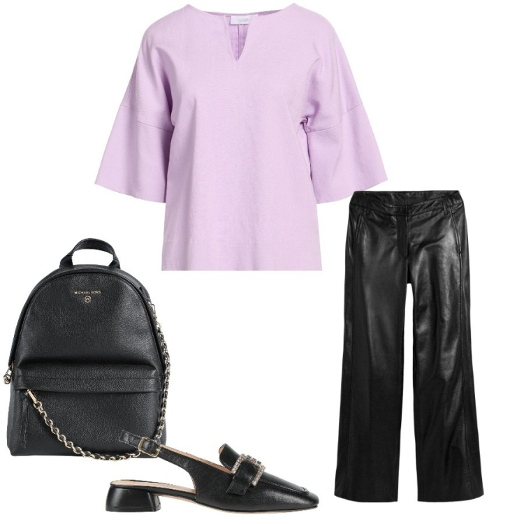 Outfit donna - Total look #2461483. Stile Casual chic per Tutti i giorni. Abbinamento con zaini, top, décolleté, pantaloni.
