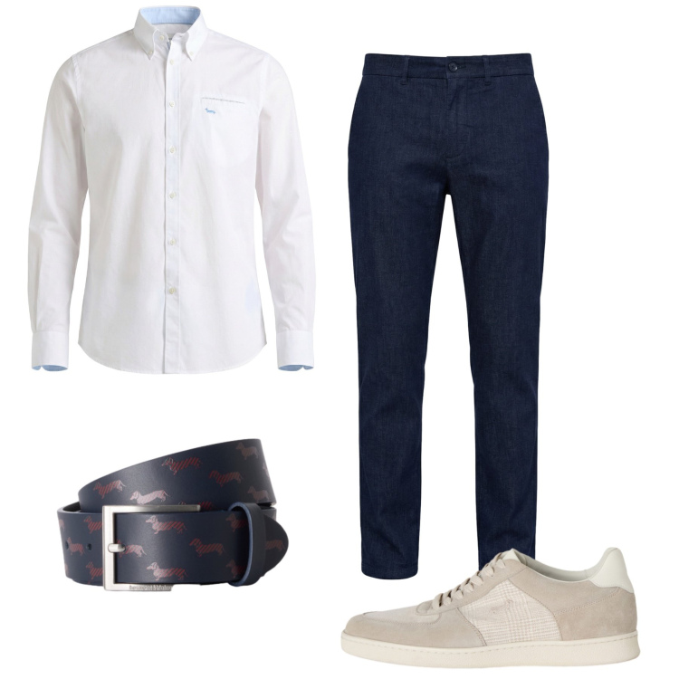 Outfit uomo - Total look #2461507. Stile Urban per Ufficio. Abbinamento con pantaloni chino, sneakers, camicie, cinture.