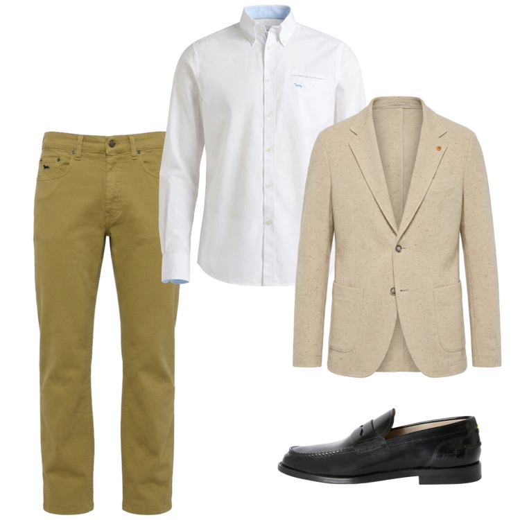Outfit uomo - Agosto. Stile Casual per Tutti i giorni. Abbinamento con giacche, scarpe stringate, camicie, jeans.