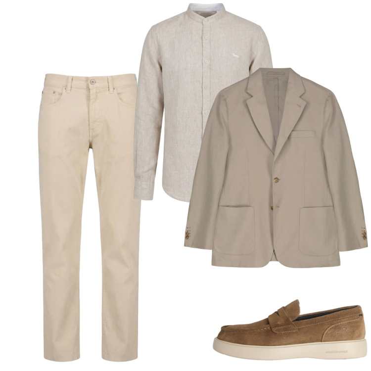 Outfit uomo - Agosto. Stile Casual per Tutti i giorni. Abbinamento con pantaloni, camicie, scarpe stringate, giacche.