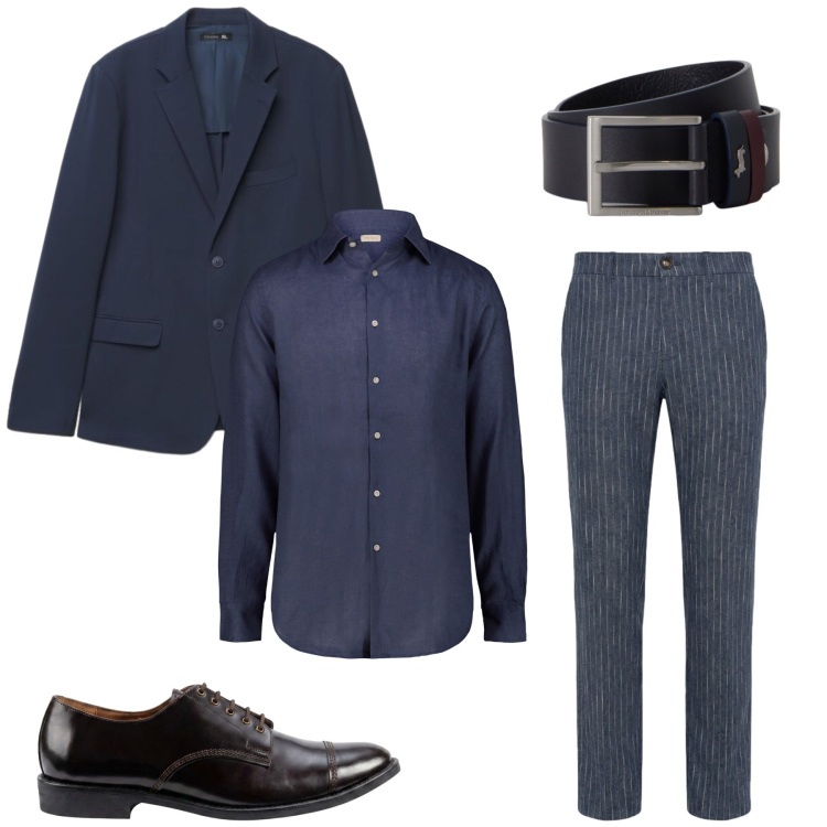 Outfit uomo - Total look #2461657. Stile Casual per Ufficio. Abbinamento con pantaloni, cinture, giacche, camicie, scarpe stringate.
