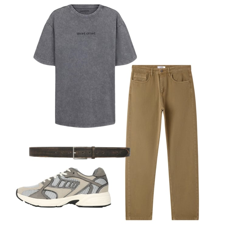 Outfit uomo - Total look #2461702. Stile Casual per Tutti i giorni. Abbinamento con t-shirt, jeans dritti, sneakers, cinture.