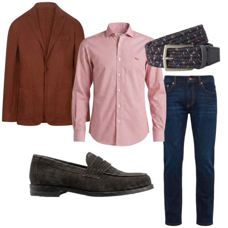 Outfit uomo - Total look #2461708. Stile Business/Elegante per Ufficio. Abbinamento con camicie, jeans, cinture, giacche, scarpe stringate.