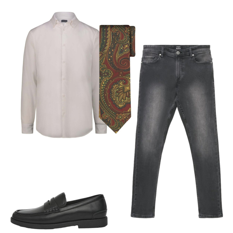 Outfit uomo - Total look #2461742. Stile Casual per Tutti i giorni. Abbinamento con scarpe stringate, jeans skinny, camicie, cravatte.