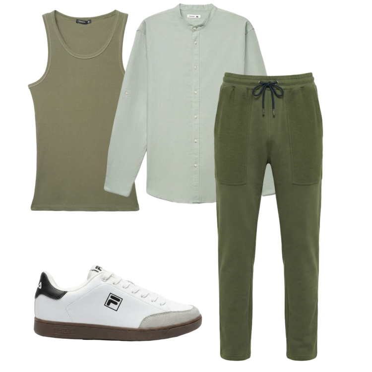 Outfit uomo - Total look #2461743. Stile Casual per Tutti i giorni. Abbinamento con sneakers, pantaloni, canottiere, camicie.