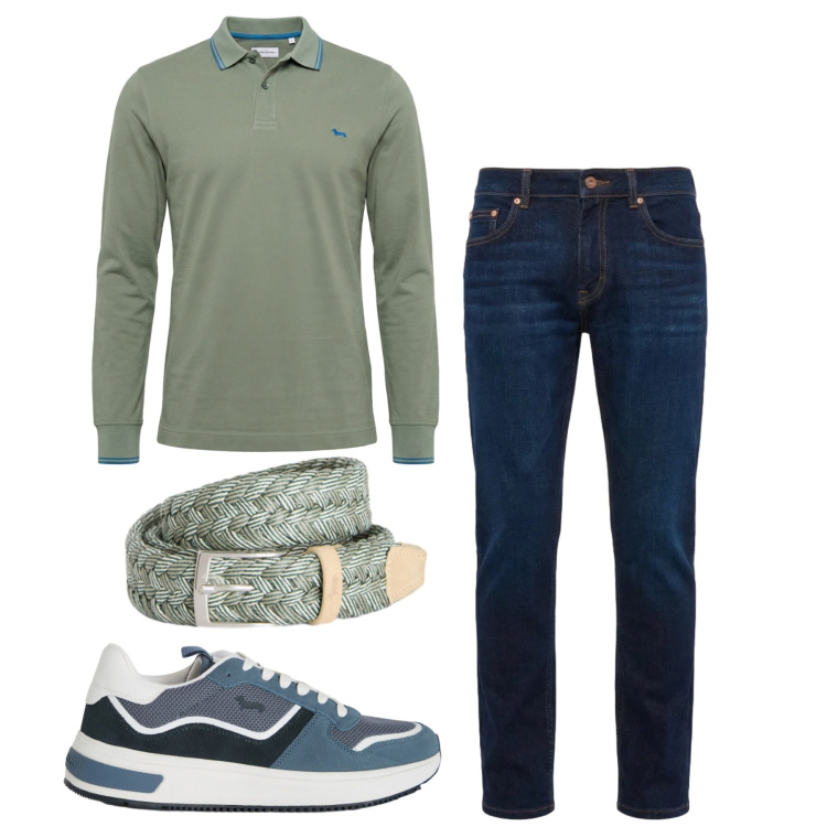 Outfit uomo - Total look #2461746. Stile Casual per Tutti i giorni. Abbinamento con jeans, polo, cinture, sneakers.