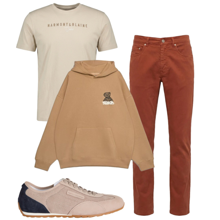 Outfit uomo - Total look #2461751. Stile Casual per Tutti i giorni. Abbinamento con sneakers, pantaloni, t-shirt, felpe con cappuccio.