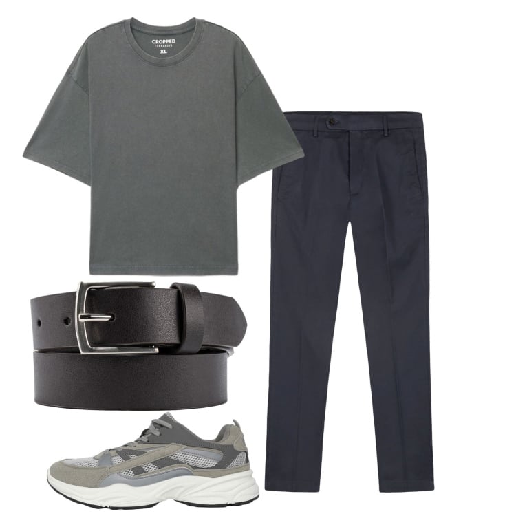 Outfit uomo - Total look #2461754. Stile Casual per Tutti i giorni. Abbinamento con sneakers, t-shirt, pantaloni chino, cinture.