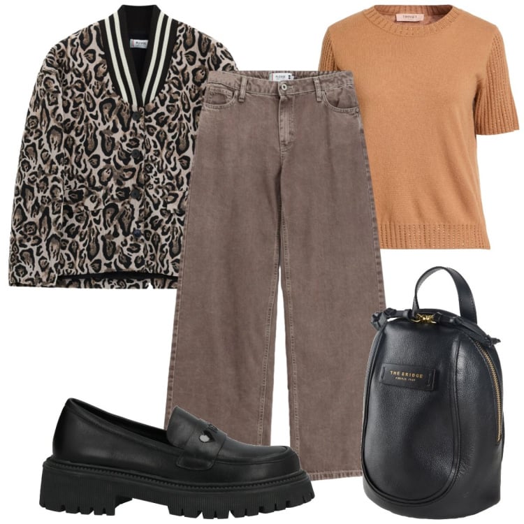 Outfit donna - Total look #2461767. Stile Casual per Tutti i giorni. Abbinamento con zaini, mocassini, pullovers, bomber, jeans dritti.