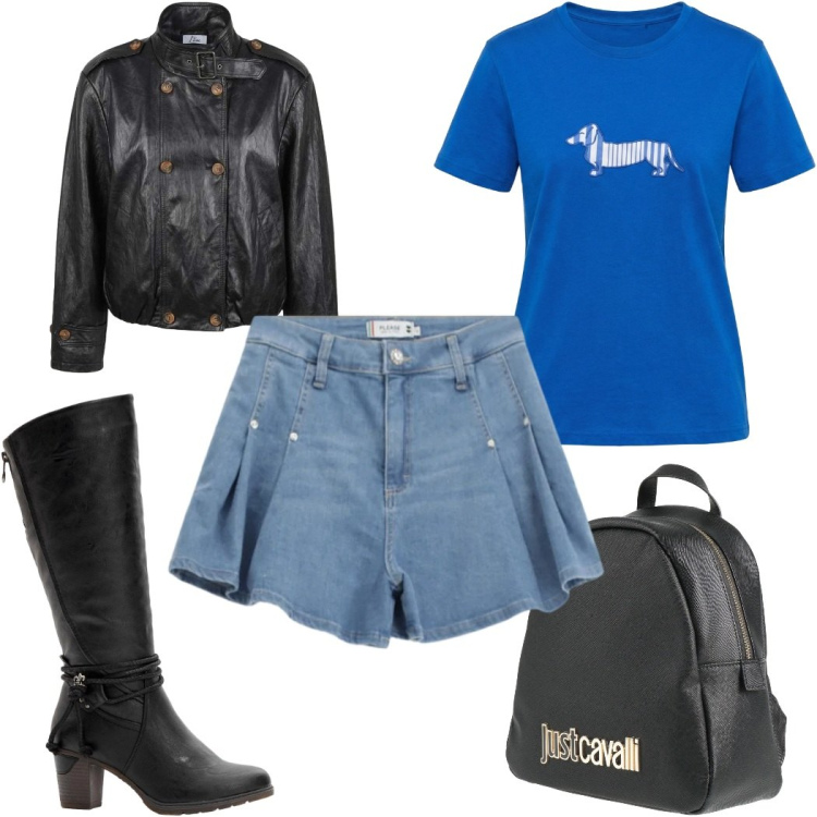 Outfit donna - Total look #2461778. Stile Urban per Tutti i giorni. Abbinamento con zaini, stivali, t-shirt, giacche, shorts.
