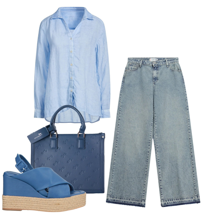 Outfit donna - Shopping. Stile Casual per Tutti i giorni. Abbinamento con espadrillas, camicie, borse a mano, jeans dritti.