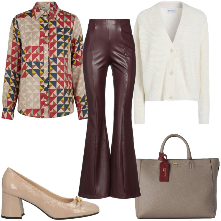 Outfit donna - Total look #2461952. Stile 70s per Tutti i giorni. Abbinamento con cardigans, décolleté, pantaloni, camicie, borse a mano.