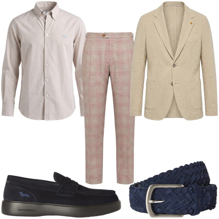 Outfit uomo - Ritorno smart casual in città. Stile Casual per Tutti i giorni. Abbinamento con camicie, giacche, pantaloni, scarpe stringate, cinture.