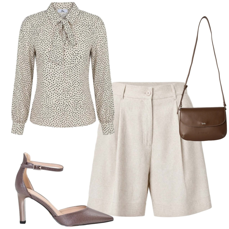 Outfit donna - City. Stile Casual chic per Tutti i giorni. Abbinamento con borse a tracolla, shorts, bluse, décolleté.