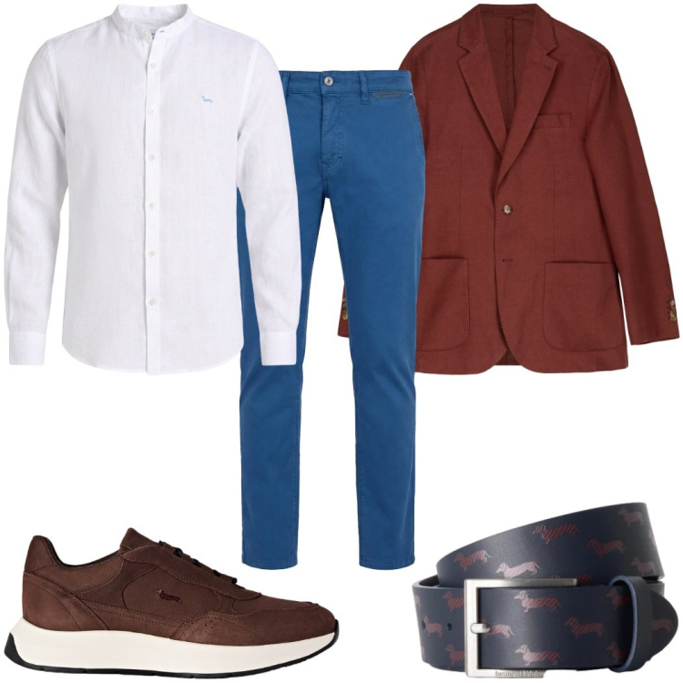 Outfit uomo - Total look #2461984. Stile Casual per Ufficio. Abbinamento con pantaloni, camicie, cinture, sneakers, giacche.