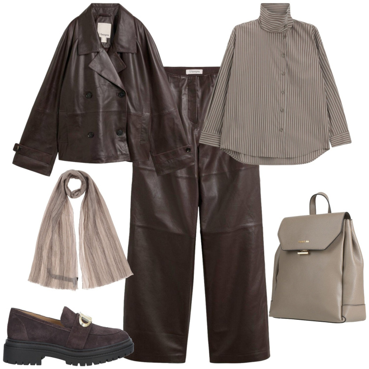 Outfit donna - Casual chic ufficio tempo libero. Stile Casual chic per Tutti i giorni. Abbinamento con sciarpe, zaini, mocassini, pantaloni, caban, camicie.
