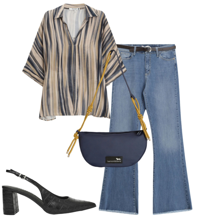 Outfit donna - Total look #2462019. Stile Casual chic per Tutti i giorni. Abbinamento con borse a tracolla, décolleté, camicie, jeans.