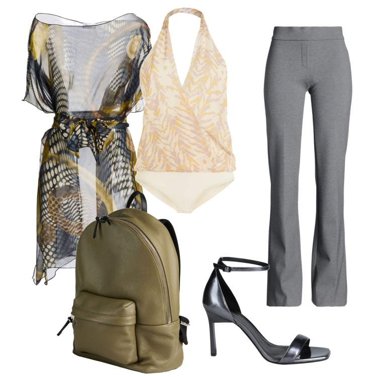 Outfit donna - Total look #2462021. Stile Chic per Serata fuori. Abbinamento con pantaloni, top, body, zaini, sandali in pelle.