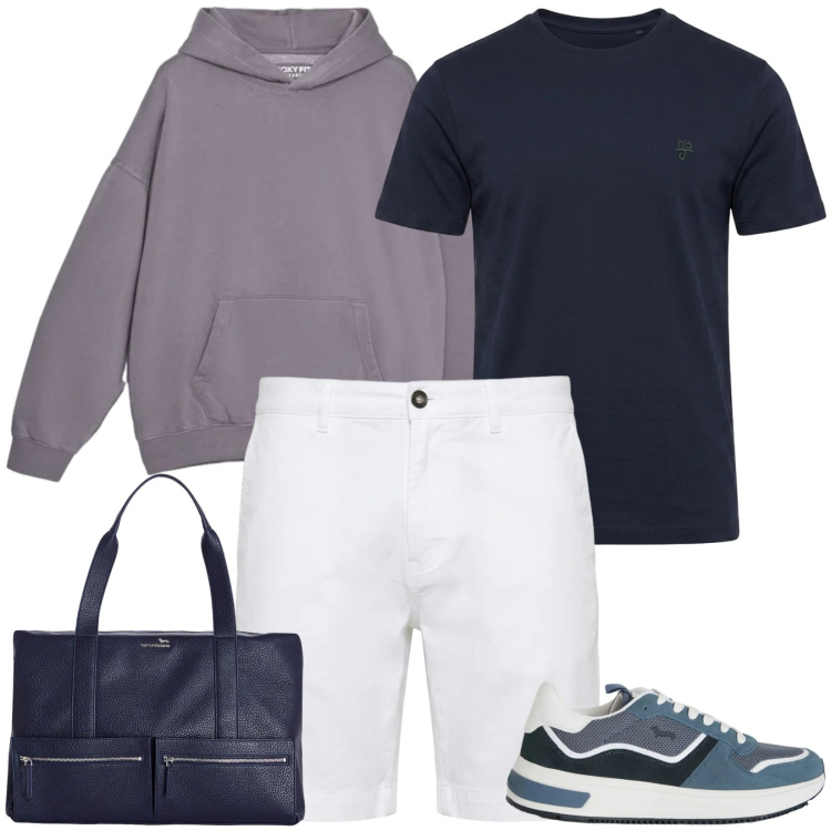 Outfit uomo - Bellissime sneakers avio. Stile Trendy per Tutti i giorni. Abbinamento con borse sportive, bermuda, t-shirt, sneakers, felpe con cappuccio.