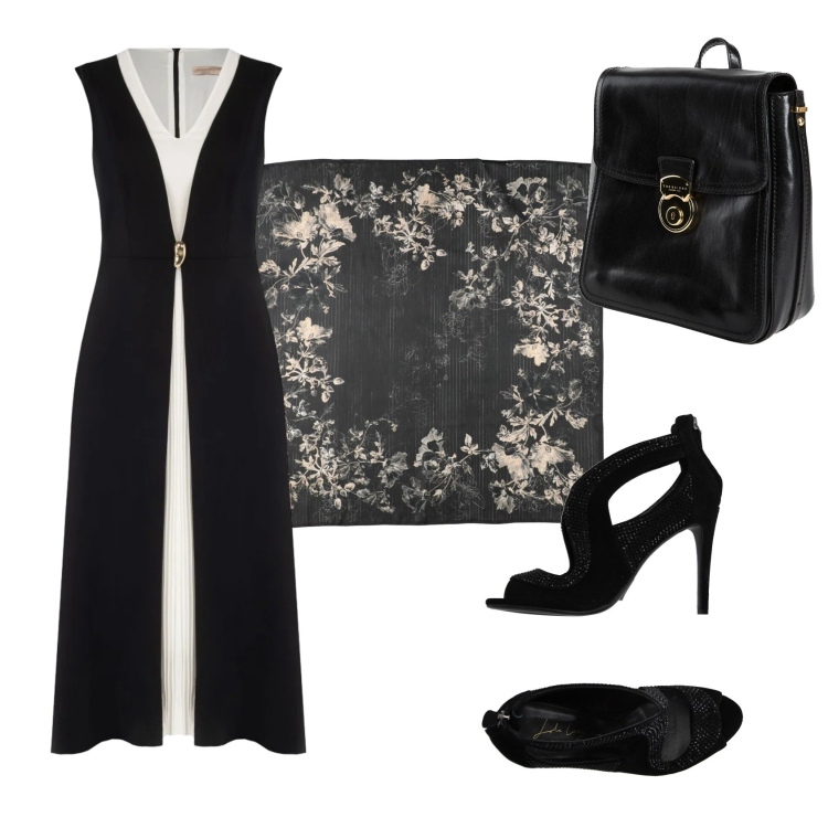 Outfit donna - Total look #2462038. Stile Chic per Serata fuori. Abbinamento con zaini, sciarpe, sandali in pelle, vestiti lunghi.