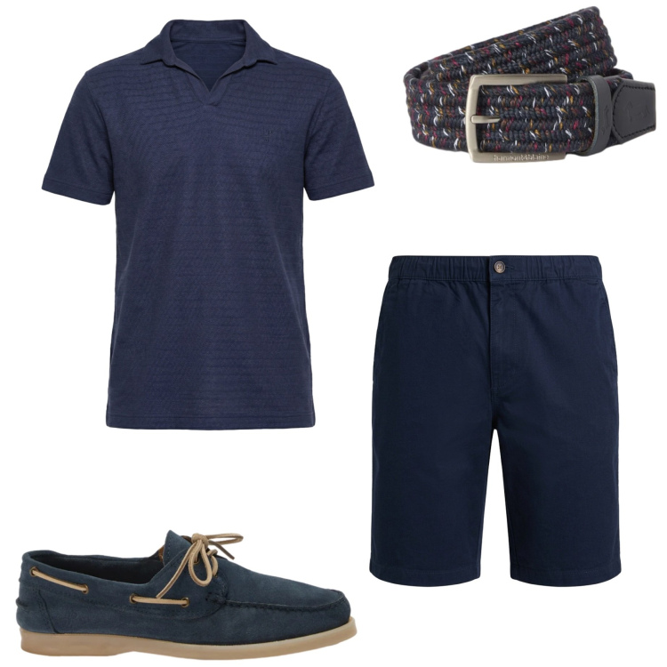 Outfit uomo - Harmont &Blaine. Stile Casual per Tutti i giorni. Abbinamento con scarpe stringate, bermuda, polo, cinture.