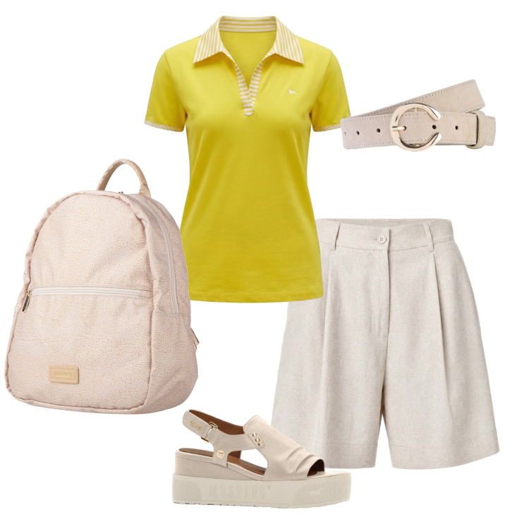 Outfit donna - Total look #2462053. Stile Casual per Tutti i giorni. Abbinamento con zaini, cinture, sandali, polo, shorts.