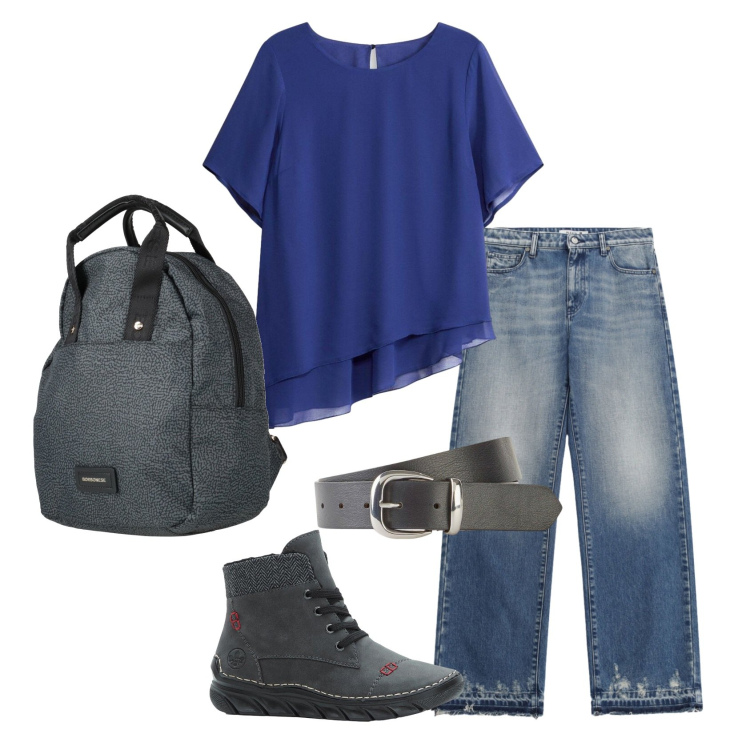 Outfit donna - Total look #2462070. Stile Casual chic per Tutti i giorni. Abbinamento con zaini, cinture, stivaletti, bluse, jeans.