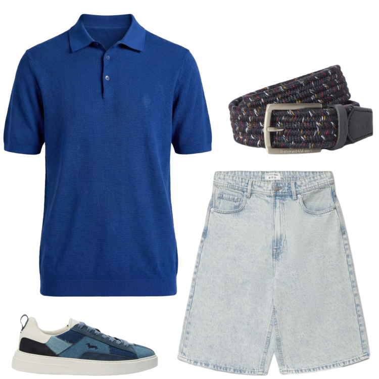 Outfit uomo - Total look #2462116. Stile Trendy per Tutti i giorni. Abbinamento con polo, sneakers, cinture, shorts.