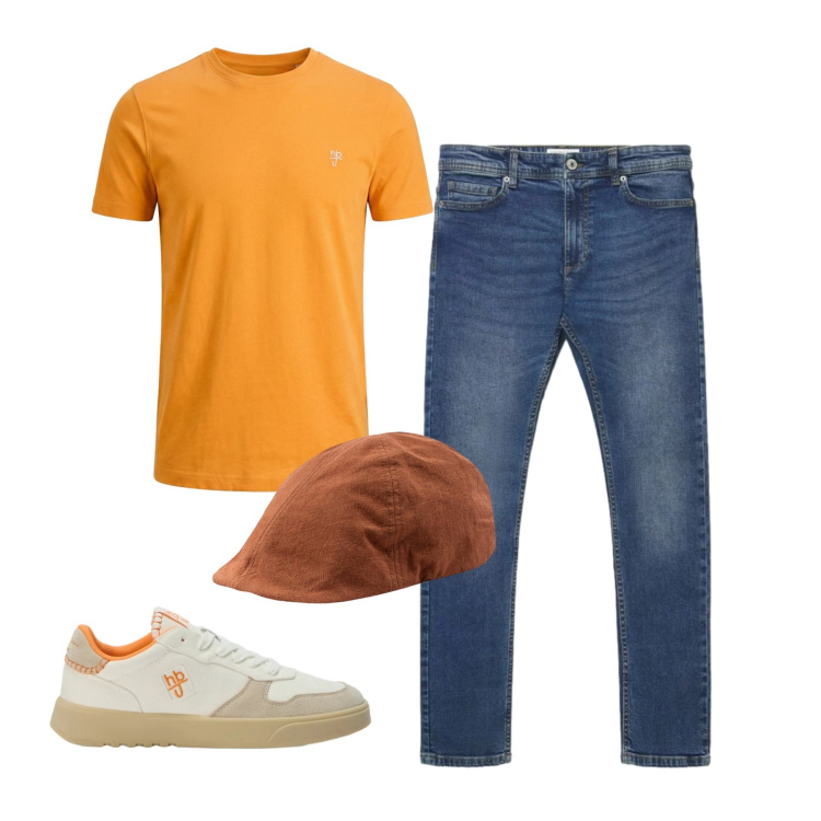 Outfit uomo - Total look #2462119. Stile Casual per Tutti i giorni. Abbinamento con sneakers, t-shirt, jeans skinny, cappelli con visiera.