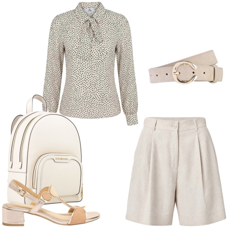 Outfit donna - Total look #2462130. Stile Glamour per Serata fuori. Abbinamento con zaini, cinture, sandali col tacco, shorts, bluse.