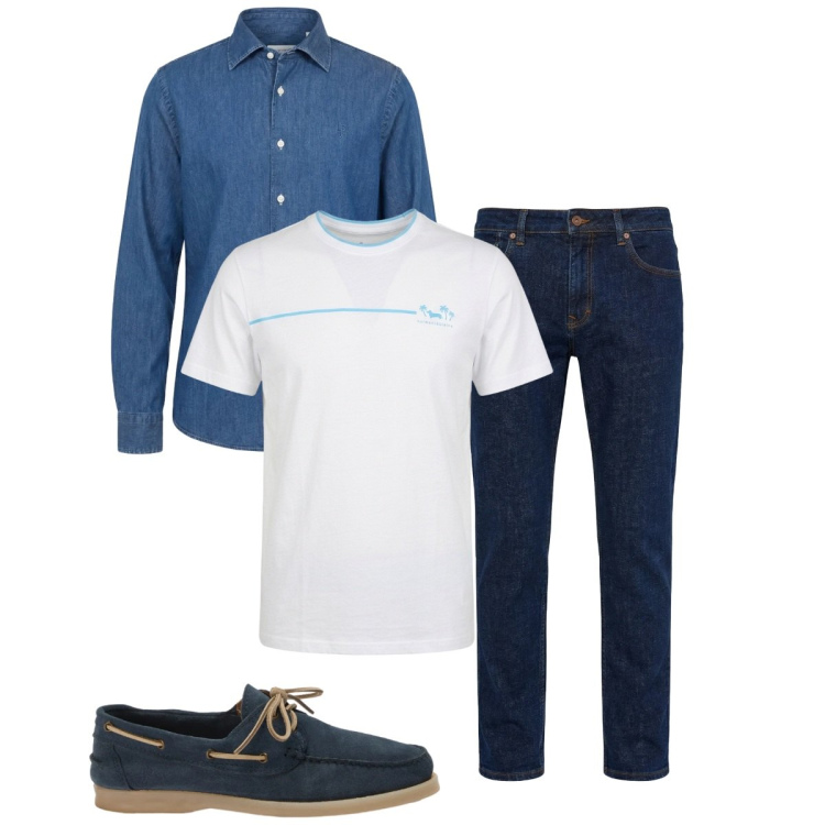 Outfit uomo - Total look #2462136. Stile Casual per Tutti i giorni. Abbinamento con t-shirt, scarpe stringate, camicie, jeans.