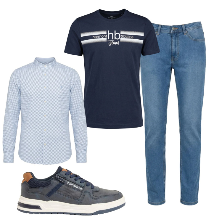 Outfit uomo - Total look #2462137. Stile Casual per Tutti i giorni. Abbinamento con sneakers, jeans, t-shirt, camicie.