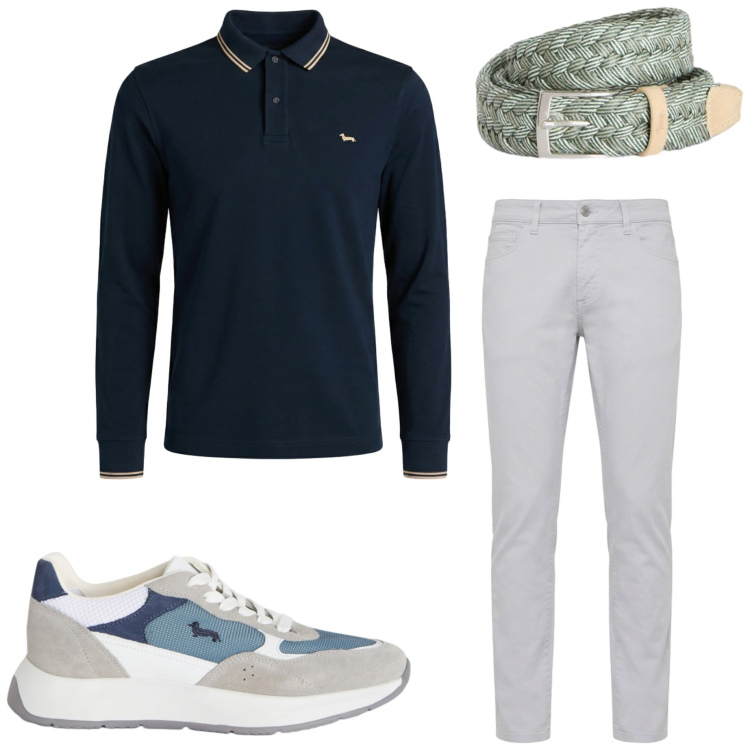 Outfit uomo - Harmont &Blaine. Stile Casual per Tutti i giorni. Abbinamento con sneakers, pantaloni, polo, cinture.
