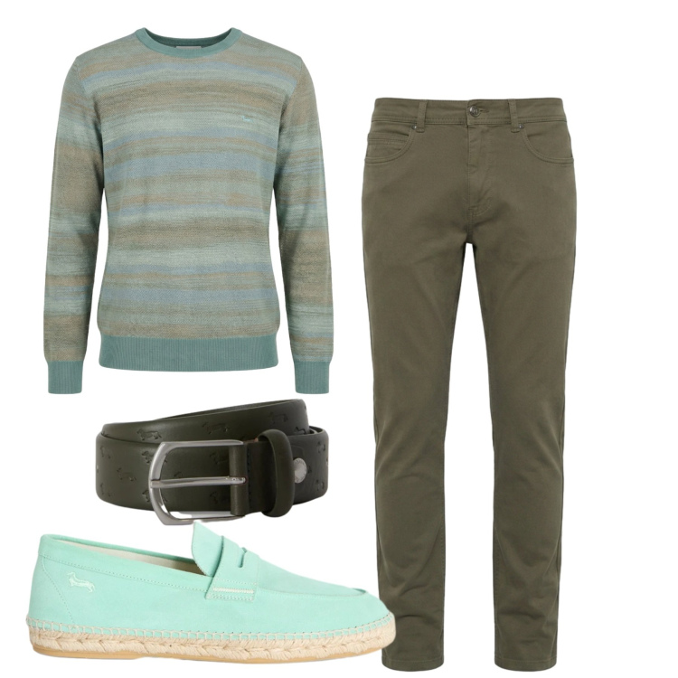 Outfit uomo - Total look #2462144. Stile Casual per Tutti i giorni. Abbinamento con pullovers, espadrillas, pantaloni, cinture.
