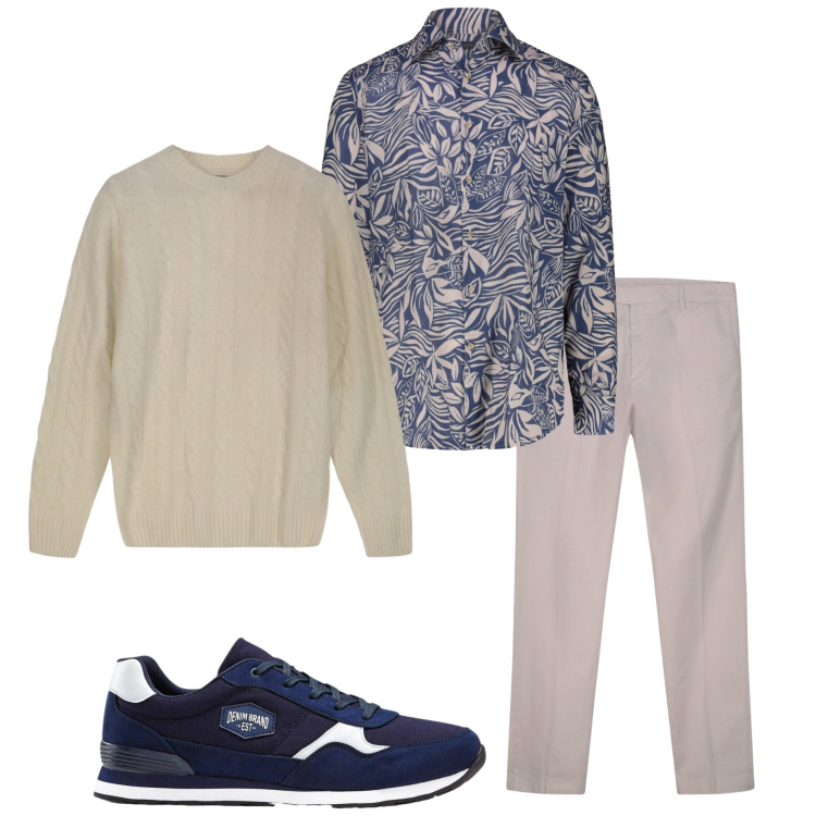 Outfit uomo - Look quotidiano. Stile Casual per Tutti i giorni. Abbinamento con sneakers, pantaloni chino, maglieria, camicie.
