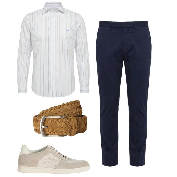 Outfit uomo - Total look #2462146. Stile Casual per Tutti i giorni. Abbinamento con camicie, sneakers, pantaloni chino, cinture.