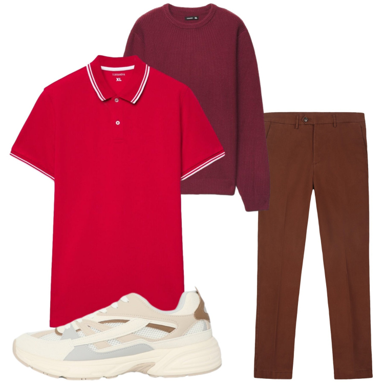 Outfit uomo - Total look #2462157. Stile Urban per Tutti i giorni. Abbinamento con sneakers, polo, maglieria, pantaloni chino.