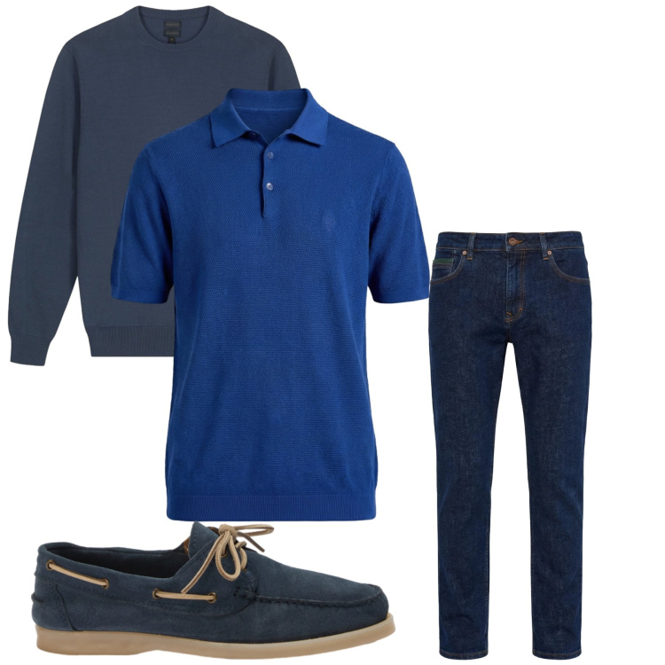 Outfit uomo - Total look #2462160. Stile Urban per Tutti i giorni. Abbinamento con scarpe stringate, polo, jeans, maglieria.
