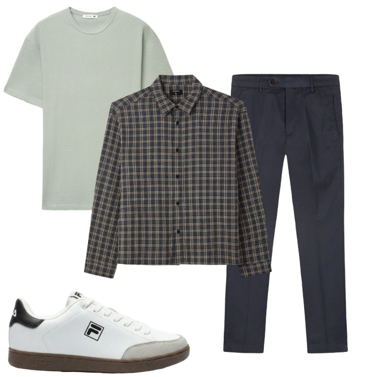 Outfit uomo - Total look #2462161. Stile Casual per Tutti i giorni. Abbinamento con sneakers, camicie, t-shirt, pantaloni chino.