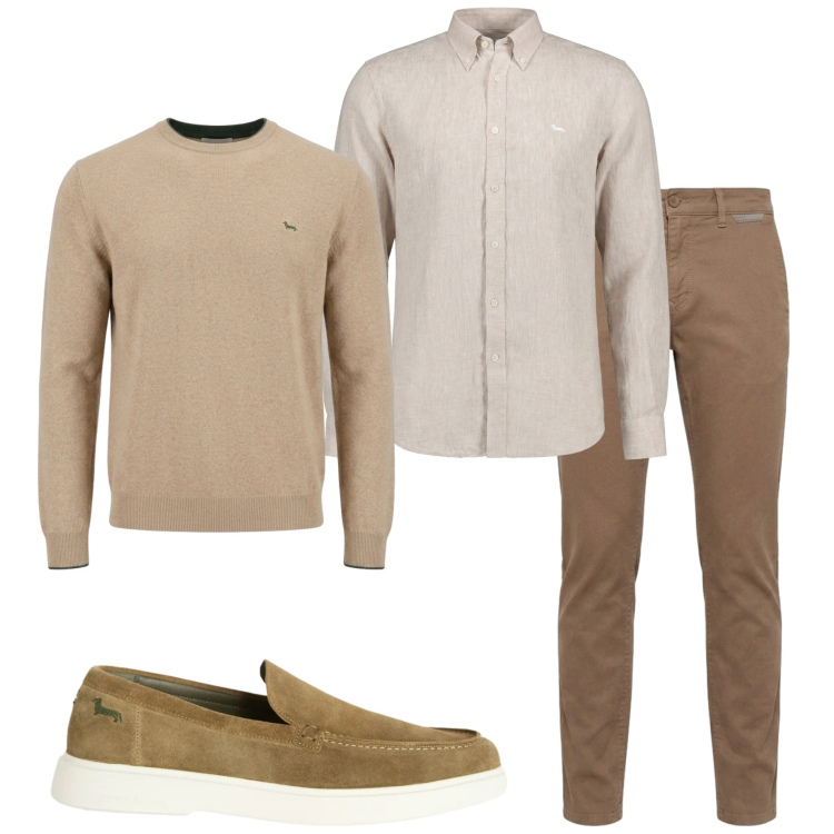 Outfit uomo - Mezza stagione. Stile Urban per Tutti i giorni. Abbinamento con scarpe stringate, pantaloni, camicie, maglieria.