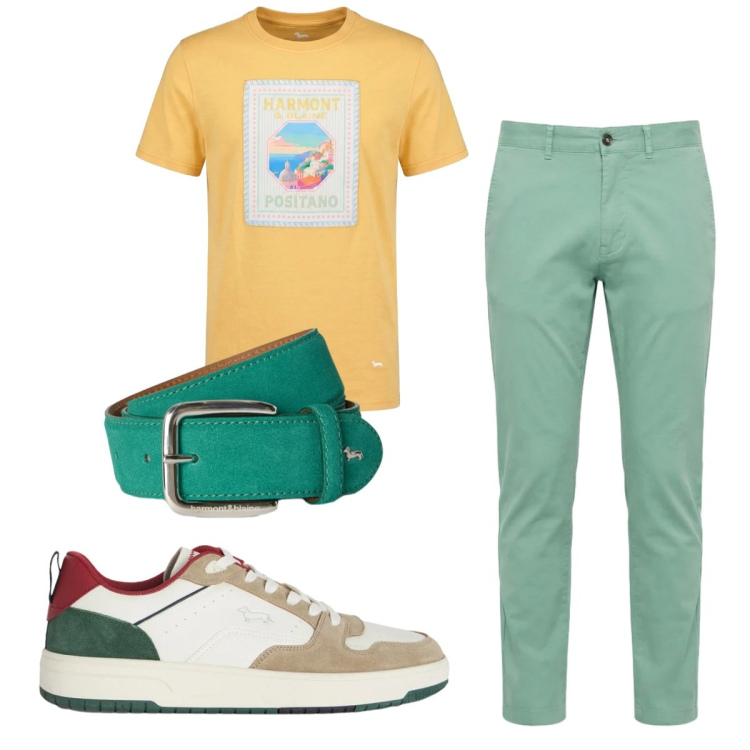 Outfit uomo - Total look #2462167. Stile Casual per Tutti i giorni. Abbinamento con sneakers, pantaloni, t-shirt, cinture.
