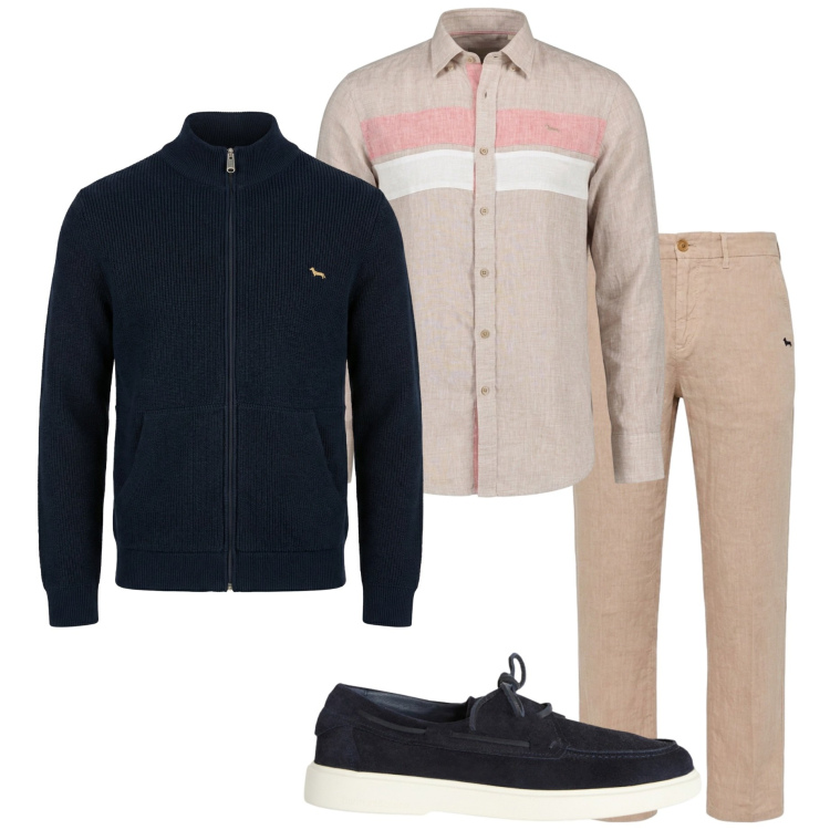 Outfit uomo - Casual style. Stile Casual per Tutti i giorni. Abbinamento con scarpe stringate, pantaloni chino, camicie, cardigans.