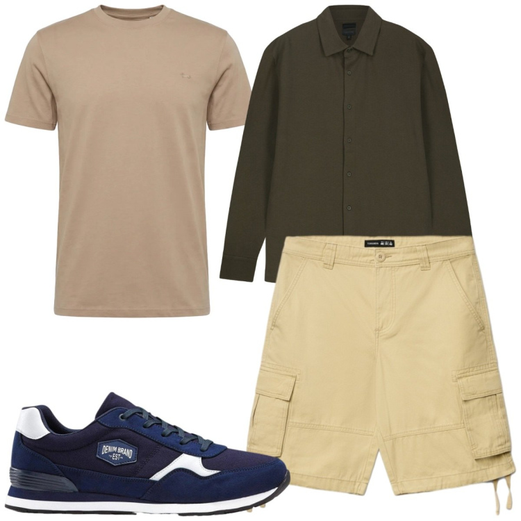 Outfit uomo - Total look #2462198. Stile Casual per Tutti i giorni. Abbinamento con sneakers, t-shirt, shorts, polo.