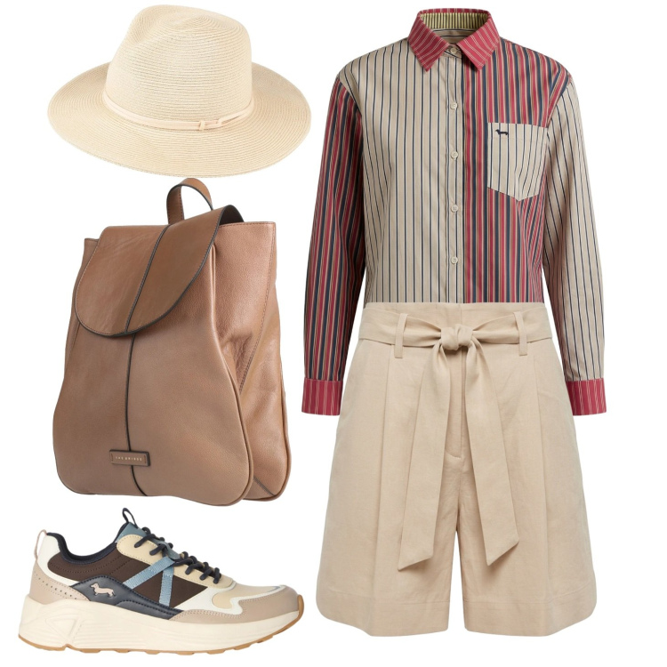 Outfit donna - Relax. Stile Urban per Tutti i giorni. Abbinamento con cappelli, zaini, camicie, bermuda, sneakers.